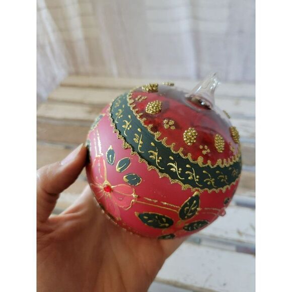 Hand painted flower ball glass ornaments - Picture 3 of 8